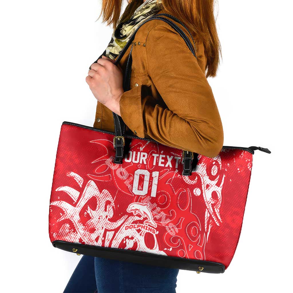 Personalized Dolphins Rugby Leather Tote Bag Urban Street Graffiti Style - Distressed Splatter Elements
