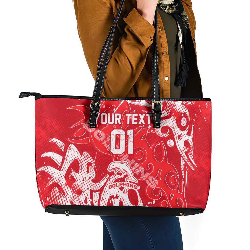 Personalized Dolphins Rugby Leather Tote Bag Urban Street Graffiti Style - Distressed Splatter Elements