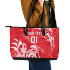 Personalized Dolphins Rugby Leather Tote Bag Urban Street Graffiti Style - Distressed Splatter Elements