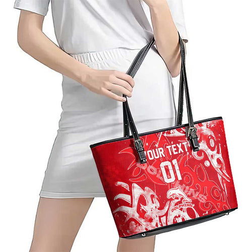 Personalized Dolphins Rugby Leather Tote Bag Urban Street Graffiti Style - Distressed Splatter Elements