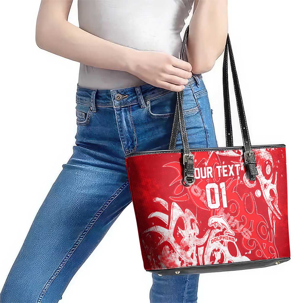 Personalized Dolphins Rugby Leather Tote Bag Urban Street Graffiti Style - Distressed Splatter Elements