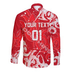 Personalized Dolphins Rugby Long Sleeve Button Shirt Urban Street Graffiti Style - Distressed Splatter Elements