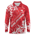Personalized Dolphins Rugby Long Sleeve Polo Shirt Urban Street Graffiti Style - Distressed Splatter Elements