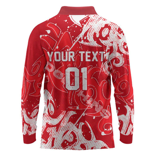 Personalized Dolphins Rugby Long Sleeve Polo Shirt Urban Street Graffiti Style - Distressed Splatter Elements