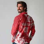 Personalized Dolphins Rugby Long Sleeve Polo Shirt Urban Street Graffiti Style - Distressed Splatter Elements