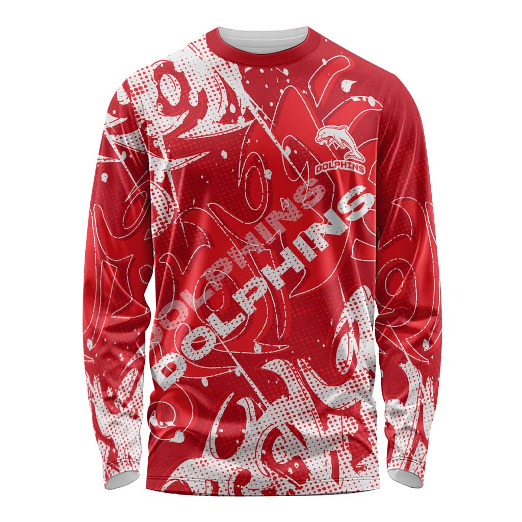 Personalized Dolphins Rugby Long Sleeve Shirt Urban Street Graffiti Style - Distressed Splatter Elements