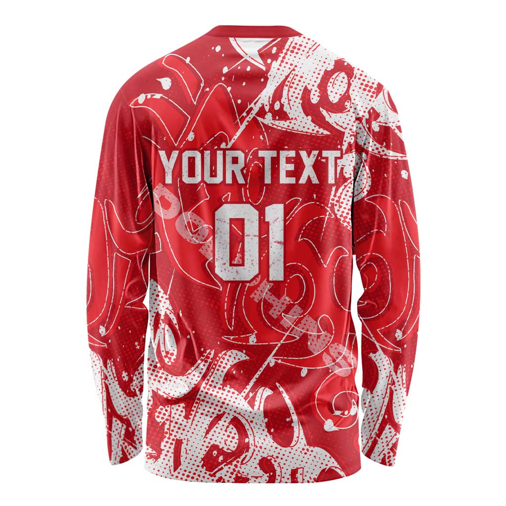 Personalized Dolphins Rugby Long Sleeve Shirt Urban Street Graffiti Style - Distressed Splatter Elements