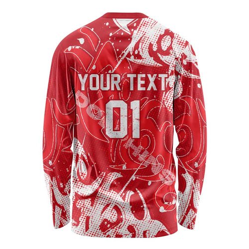 Personalized Dolphins Rugby Long Sleeve Shirt Urban Street Graffiti Style - Distressed Splatter Elements