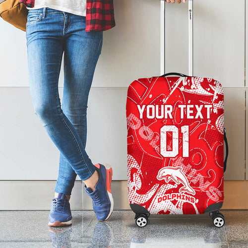 Personalized Dolphins Rugby Luggage Cover Urban Street Graffiti Style - Distressed Splatter Elements