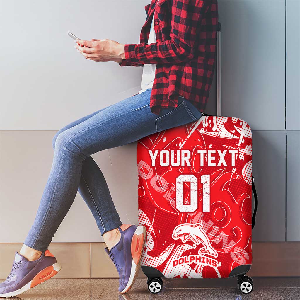Personalized Dolphins Rugby Luggage Cover Urban Street Graffiti Style - Distressed Splatter Elements