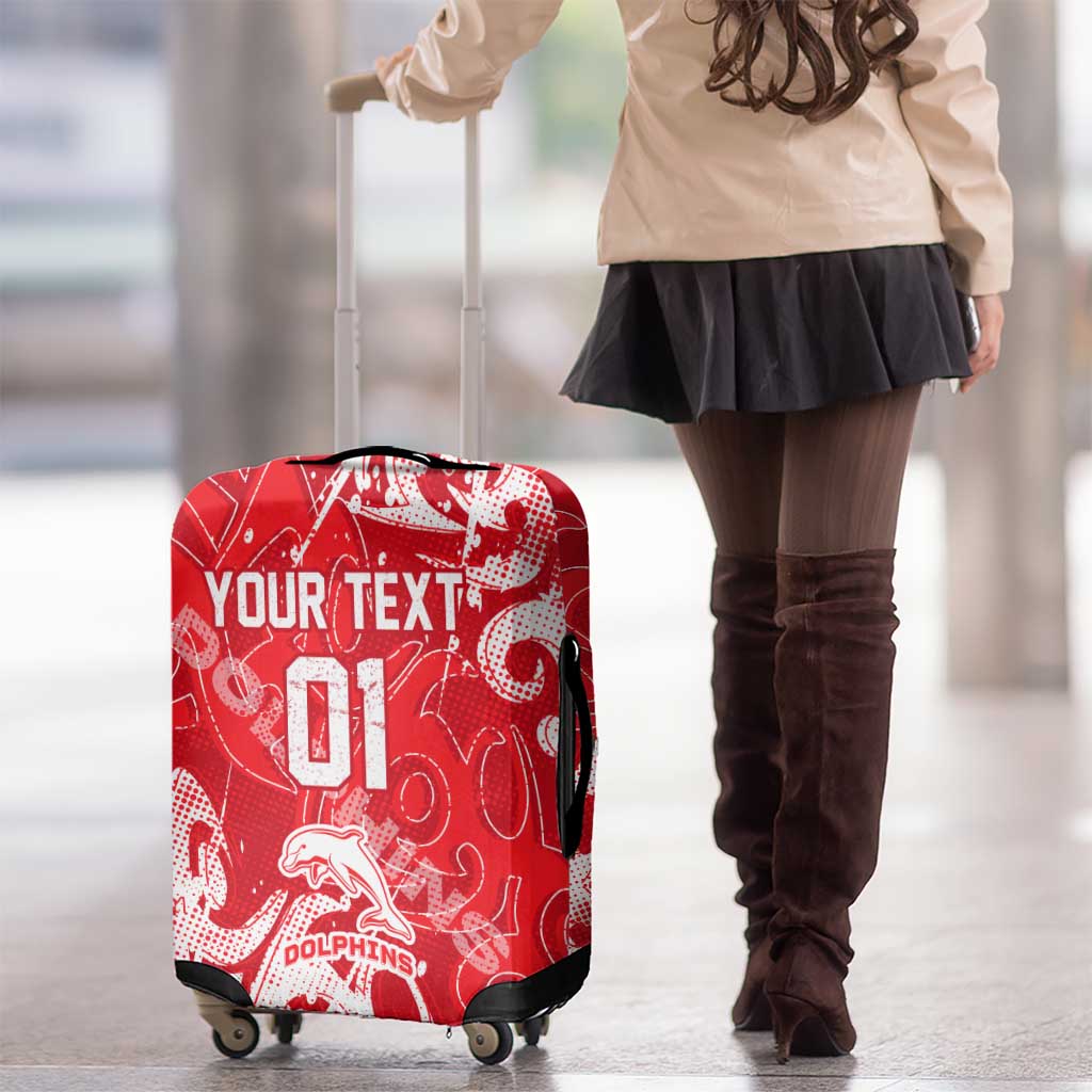 Personalized Dolphins Rugby Luggage Cover Urban Street Graffiti Style - Distressed Splatter Elements