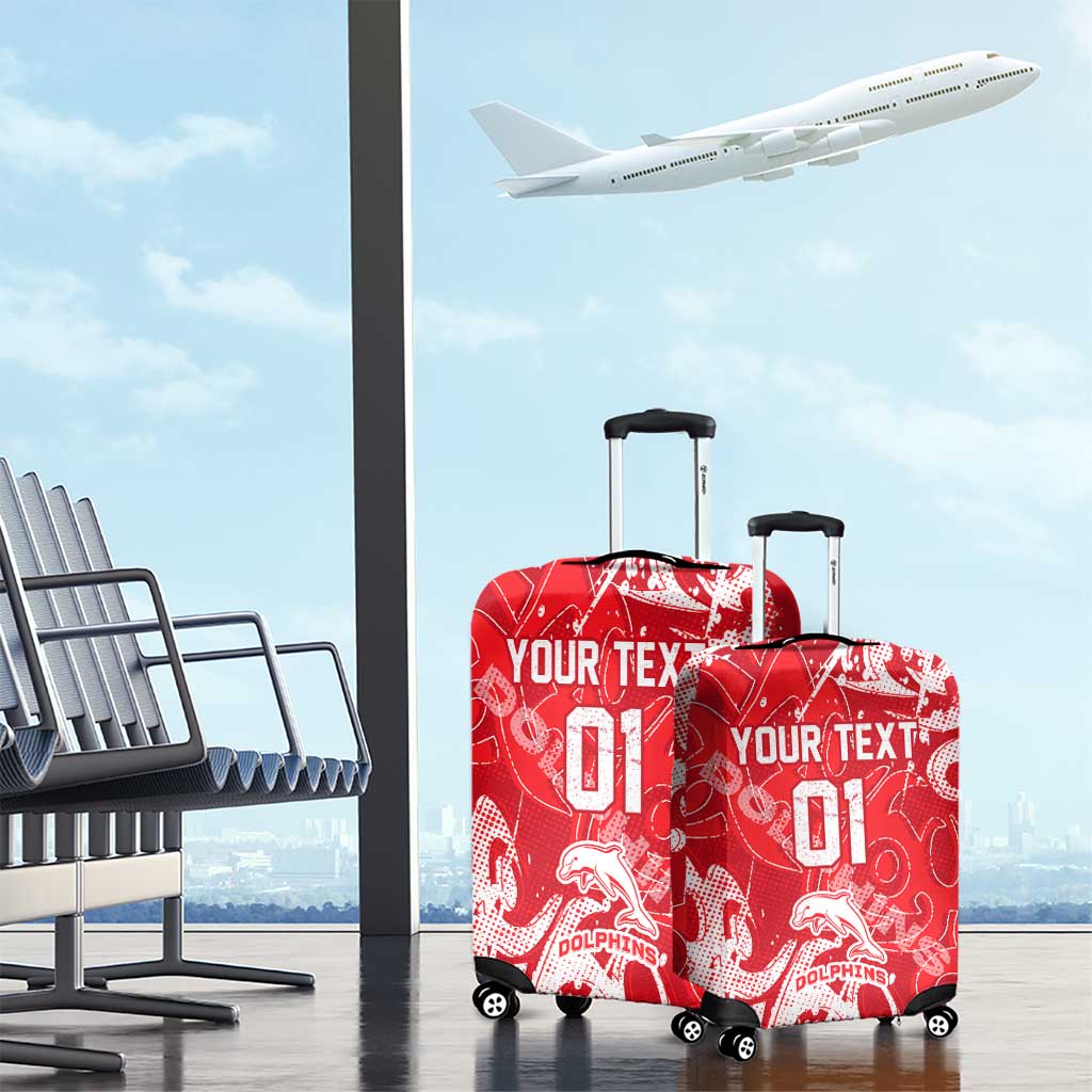 Personalized Dolphins Rugby Luggage Cover Urban Street Graffiti Style - Distressed Splatter Elements