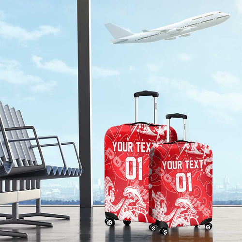 Personalized Dolphins Rugby Luggage Cover Urban Street Graffiti Style - Distressed Splatter Elements
