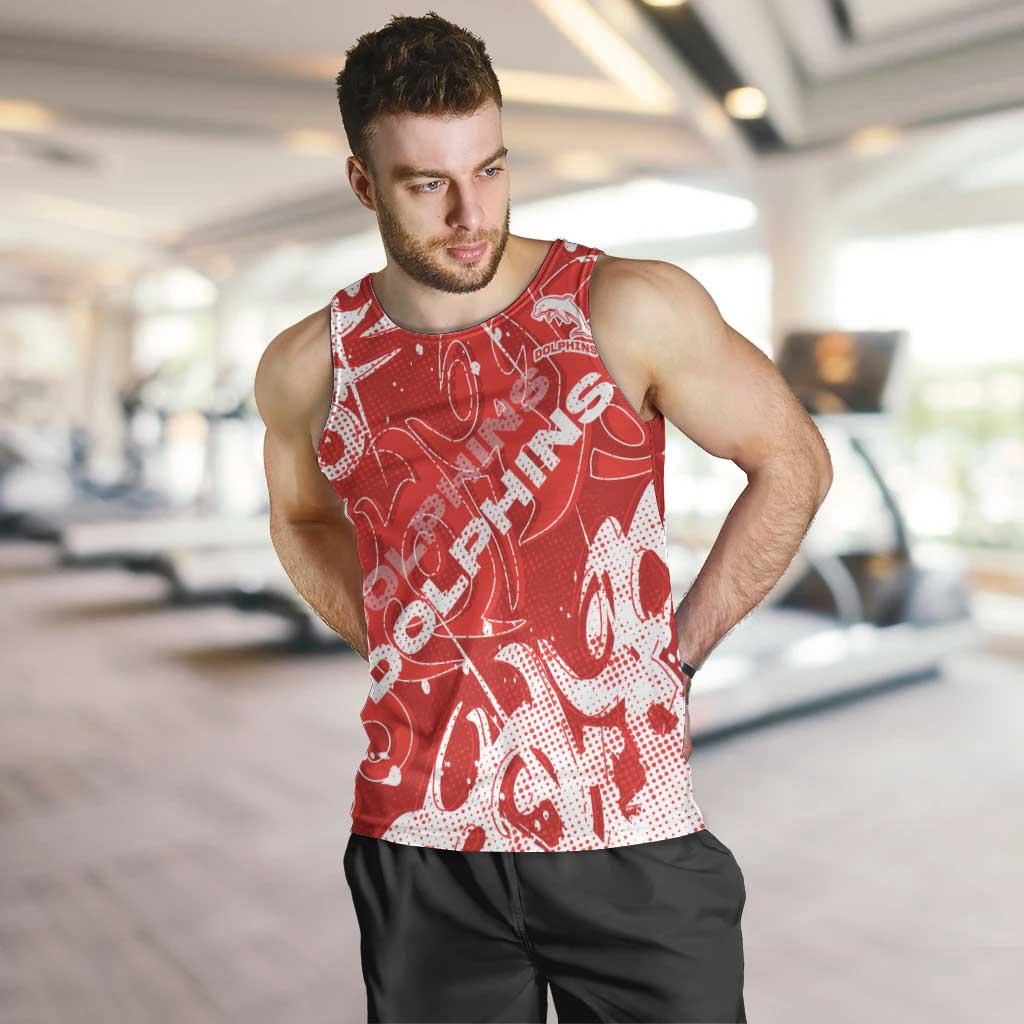 Personalized Dolphins Rugby Men Tank Top Urban Street Graffiti Style - Distressed Splatter Elements