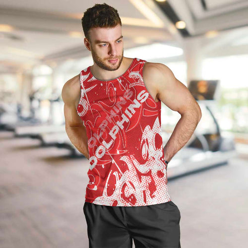 Personalized Dolphins Rugby Men Tank Top Urban Street Graffiti Style - Distressed Splatter Elements