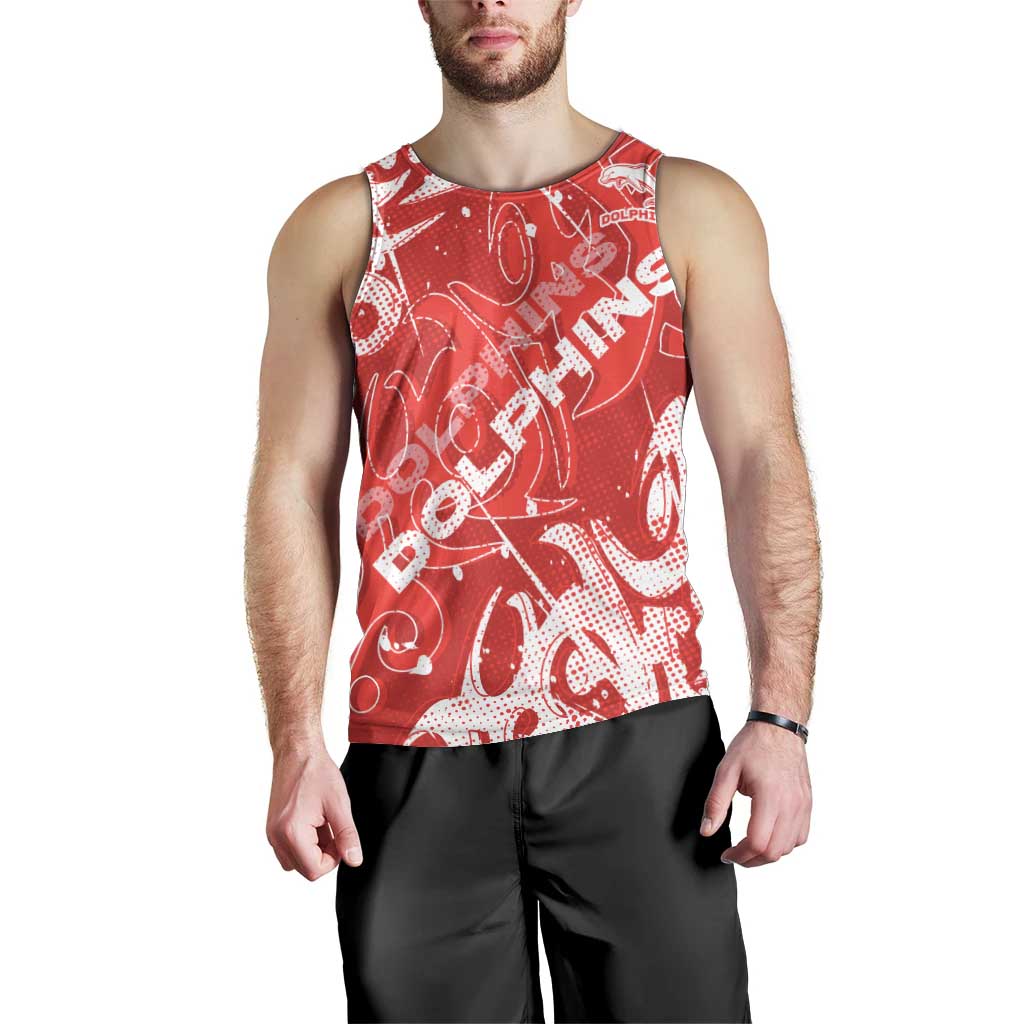 Personalized Dolphins Rugby Men Tank Top Urban Street Graffiti Style - Distressed Splatter Elements