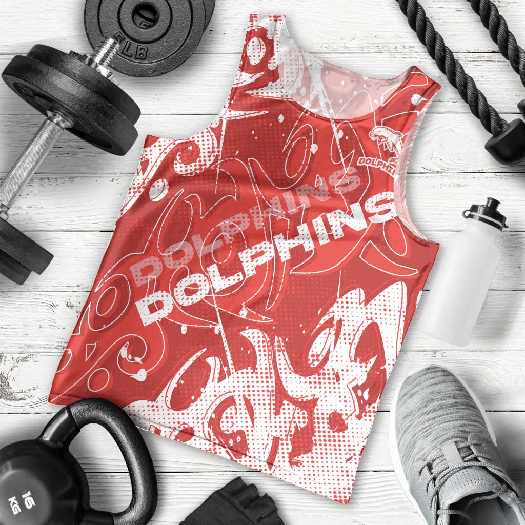 Personalized Dolphins Rugby Men Tank Top Urban Street Graffiti Style - Distressed Splatter Elements