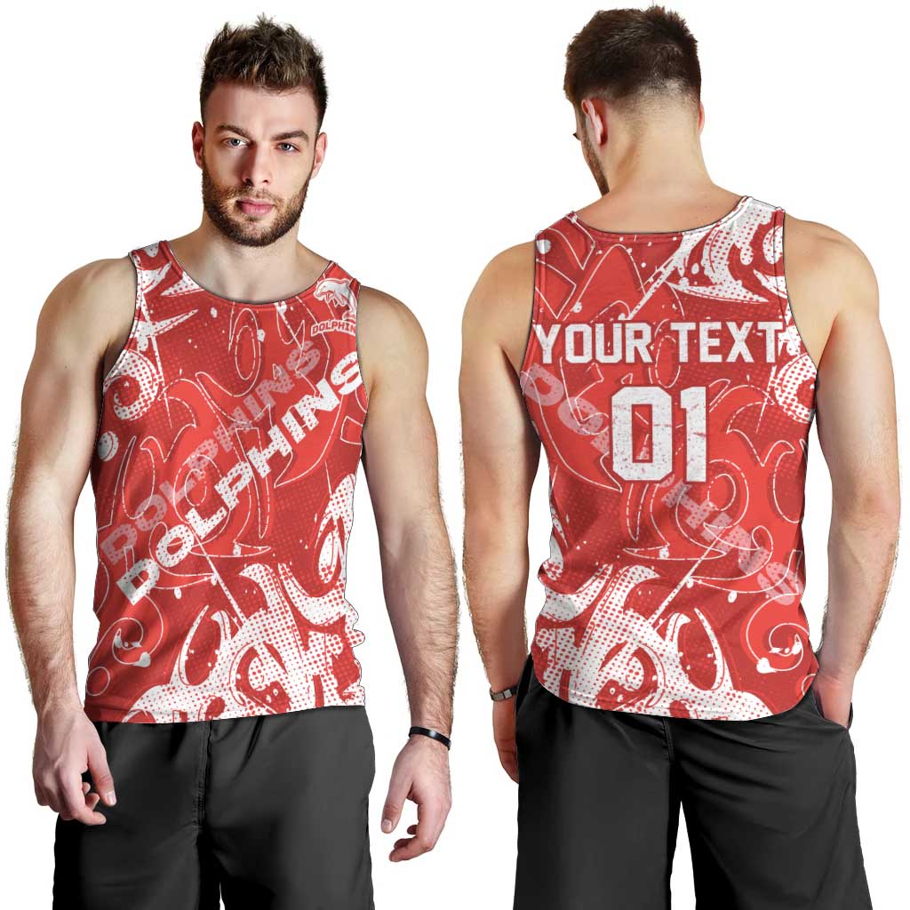 Personalized Dolphins Rugby Men Tank Top Urban Street Graffiti Style - Distressed Splatter Elements