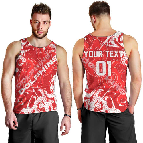 Personalized Dolphins Rugby Men Tank Top Urban Street Graffiti Style - Distressed Splatter Elements
