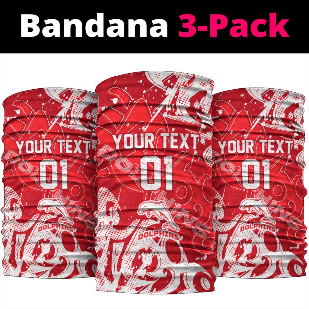 Personalized Dolphins Rugby Neck Gaiter Urban Street Graffiti Style - Distressed Splatter Elements