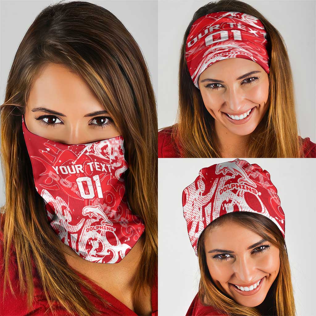 Personalized Dolphins Rugby Neck Gaiter Urban Street Graffiti Style - Distressed Splatter Elements
