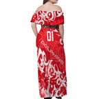 Personalized Dolphins Rugby Off Shoulder Maxi Dress Urban Street Graffiti Style - Distressed Splatter Elements