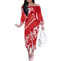Personalized Dolphins Rugby Off The Shoulder Long Sleeve Dress Urban Street Graffiti Style - Distressed Splatter Elements