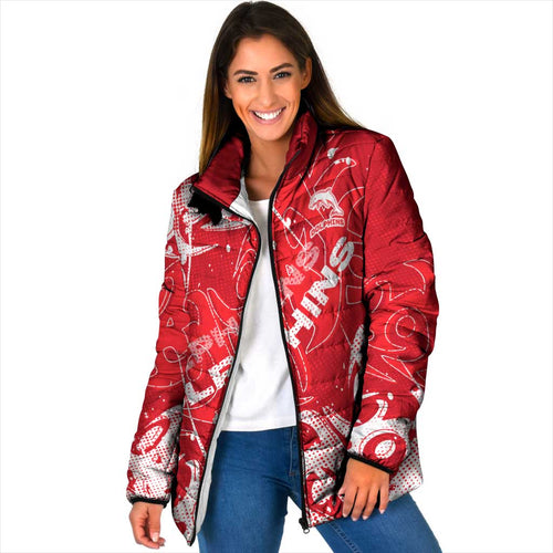 Personalized Dolphins Rugby Padded Jacket Urban Street Graffiti Style - Distressed Splatter Elements