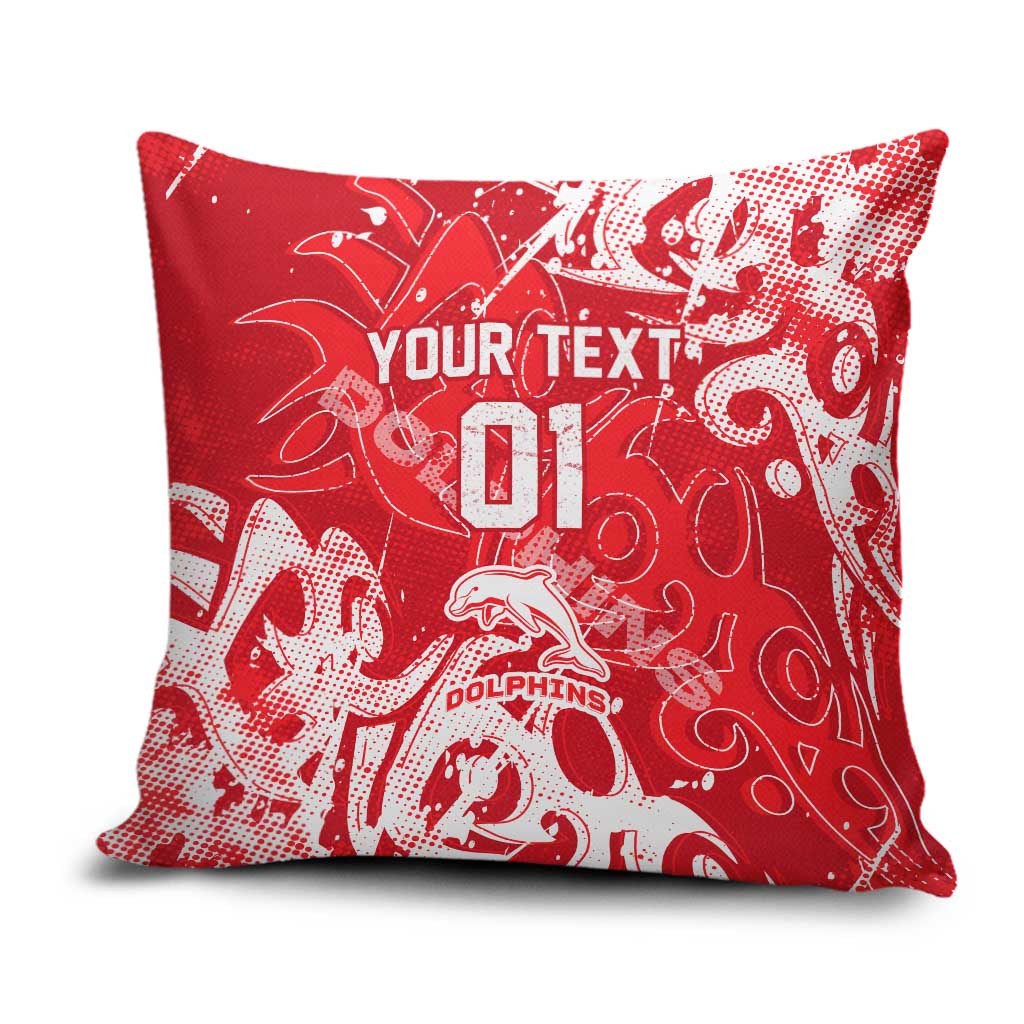 Personalized Dolphins Rugby Pillow Cover Urban Street Graffiti Style - Distressed Splatter Elements