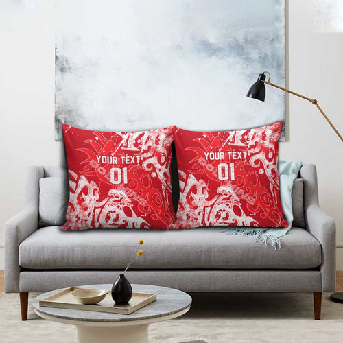 Personalized Dolphins Rugby Pillow Cover Urban Street Graffiti Style - Distressed Splatter Elements