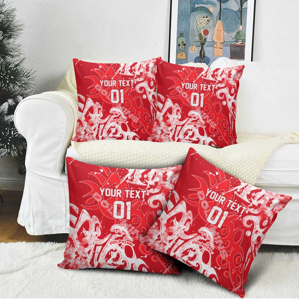 Personalized Dolphins Rugby Pillow Cover Urban Street Graffiti Style - Distressed Splatter Elements