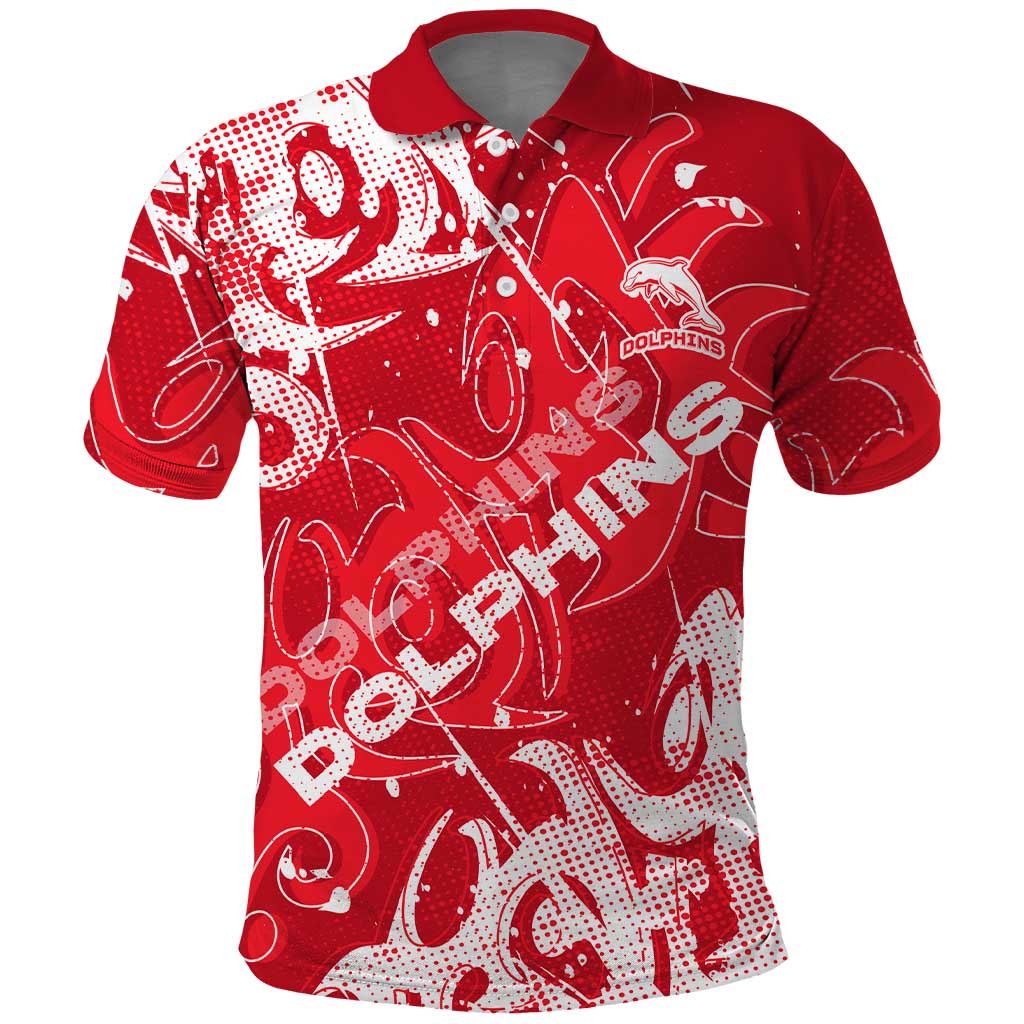 Personalized Dolphins Rugby Polo Shirt Urban Street Graffiti Style - Distressed Splatter Elements