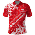 Personalized Dolphins Rugby Polo Shirt Urban Street Graffiti Style - Distressed Splatter Elements