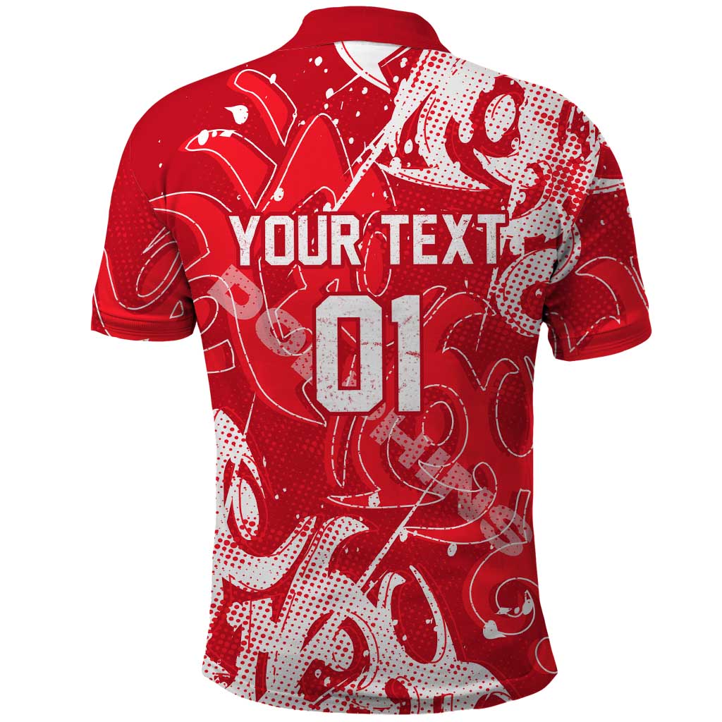 Personalized Dolphins Rugby Polo Shirt Urban Street Graffiti Style - Distressed Splatter Elements