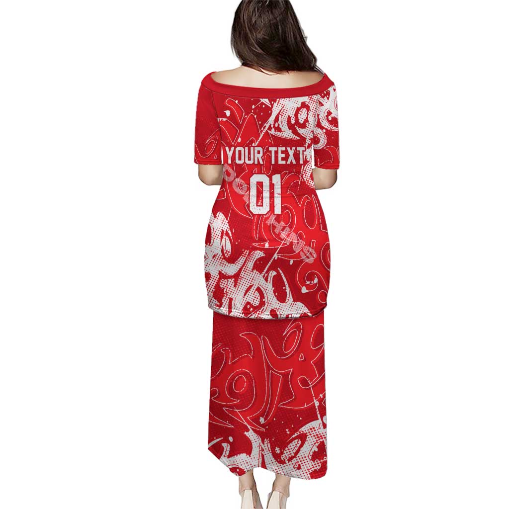 Personalized Dolphins Rugby Puletasi Urban Street Graffiti Style - Distressed Splatter Elements