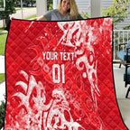 Personalized Dolphins Rugby Quilt Urban Street Graffiti Style - Distressed Splatter Elements