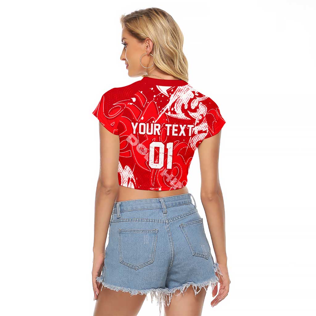 Personalized Dolphins Rugby Raglan Cropped T Shirt Urban Street Graffiti Style - Distressed Splatter Elements