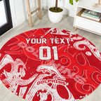 Personalized Dolphins Rugby Round Carpet Urban Street Graffiti Style - Distressed Splatter Elements