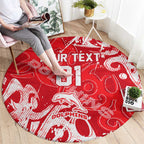 Personalized Dolphins Rugby Round Carpet Urban Street Graffiti Style - Distressed Splatter Elements