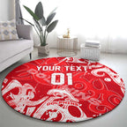Personalized Dolphins Rugby Round Carpet Urban Street Graffiti Style - Distressed Splatter Elements