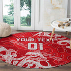 Personalized Dolphins Rugby Round Carpet Urban Street Graffiti Style - Distressed Splatter Elements