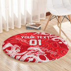 Personalized Dolphins Rugby Round Carpet Urban Street Graffiti Style - Distressed Splatter Elements