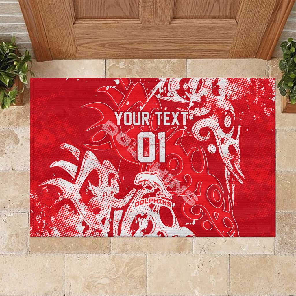 Personalized Dolphins Rugby Rubber Doormat Urban Street Graffiti Style - Distressed Splatter Elements