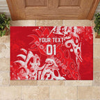 Personalized Dolphins Rugby Rubber Doormat Urban Street Graffiti Style - Distressed Splatter Elements