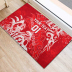 Personalized Dolphins Rugby Rubber Doormat Urban Street Graffiti Style - Distressed Splatter Elements