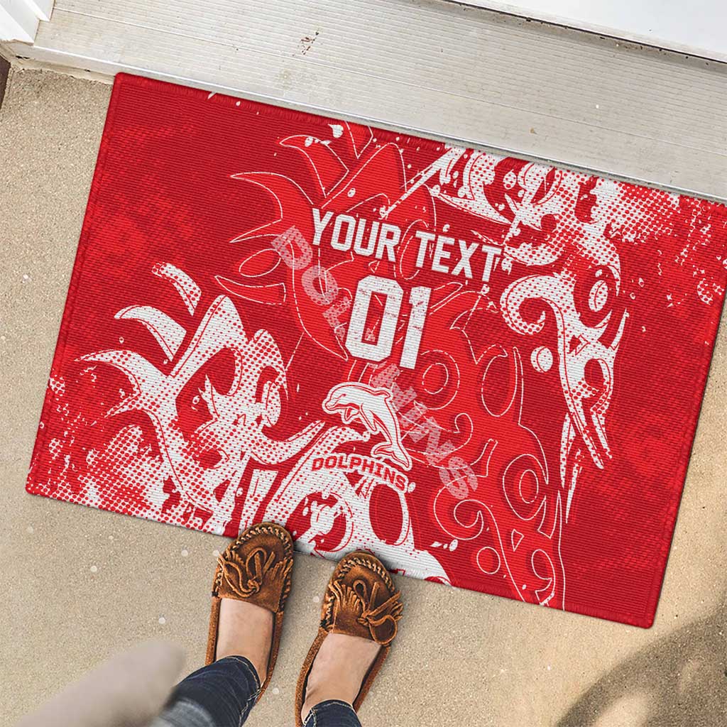 Personalized Dolphins Rugby Rubber Doormat Urban Street Graffiti Style - Distressed Splatter Elements
