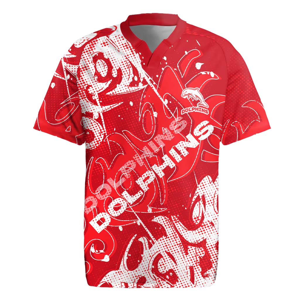 Personalized Dolphins Rugby Rugby Jersey Urban Street Graffiti Style - Distressed Splatter Elements