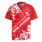 Personalized Dolphins Rugby Rugby Jersey Urban Street Graffiti Style - Distressed Splatter Elements