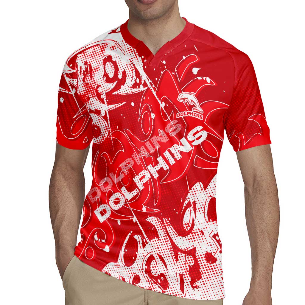 Personalized Dolphins Rugby Rugby Jersey Urban Street Graffiti Style - Distressed Splatter Elements