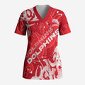 Personalized Dolphins Rugby Scrub Top Urban Street Graffiti Style - Distressed Splatter Elements